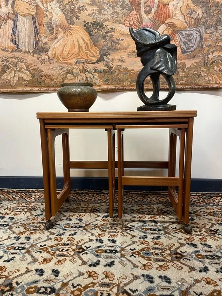 Mid-Century McIntosh Tri-Form Swivel Nest of Tables - Image 1