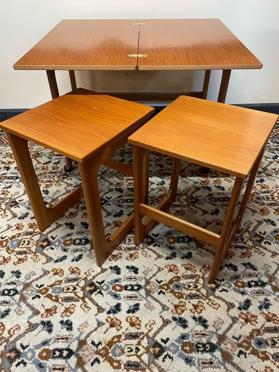 Mid-Century McIntosh Tri-Form Swivel Nest of Tables - Image 4
