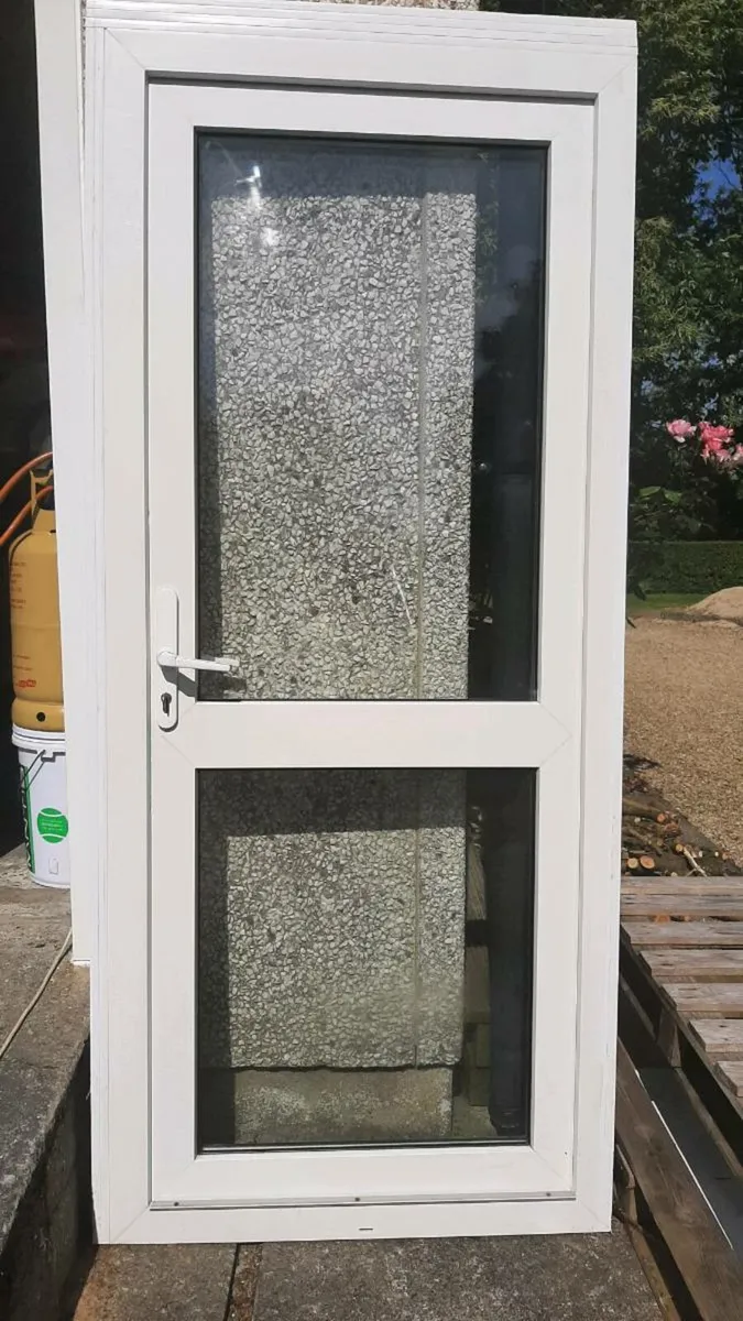Pvc white double glazed glass door - Image 1