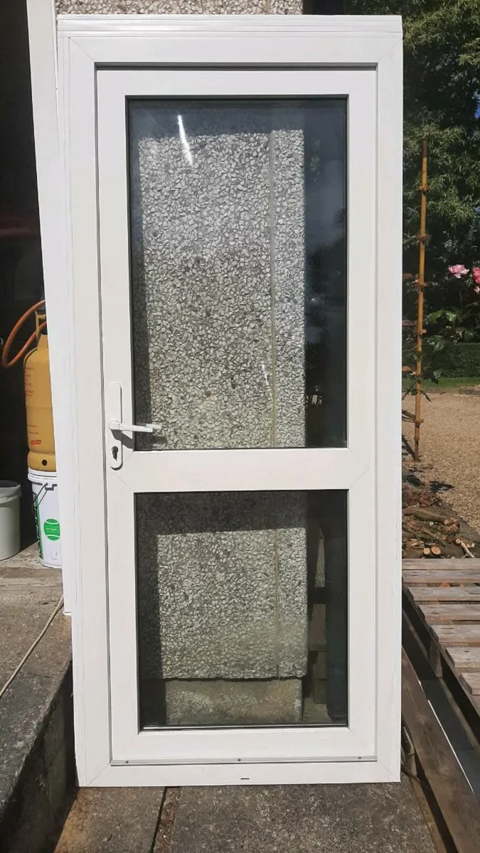 Pvc white double glazed glass door - Image 2
