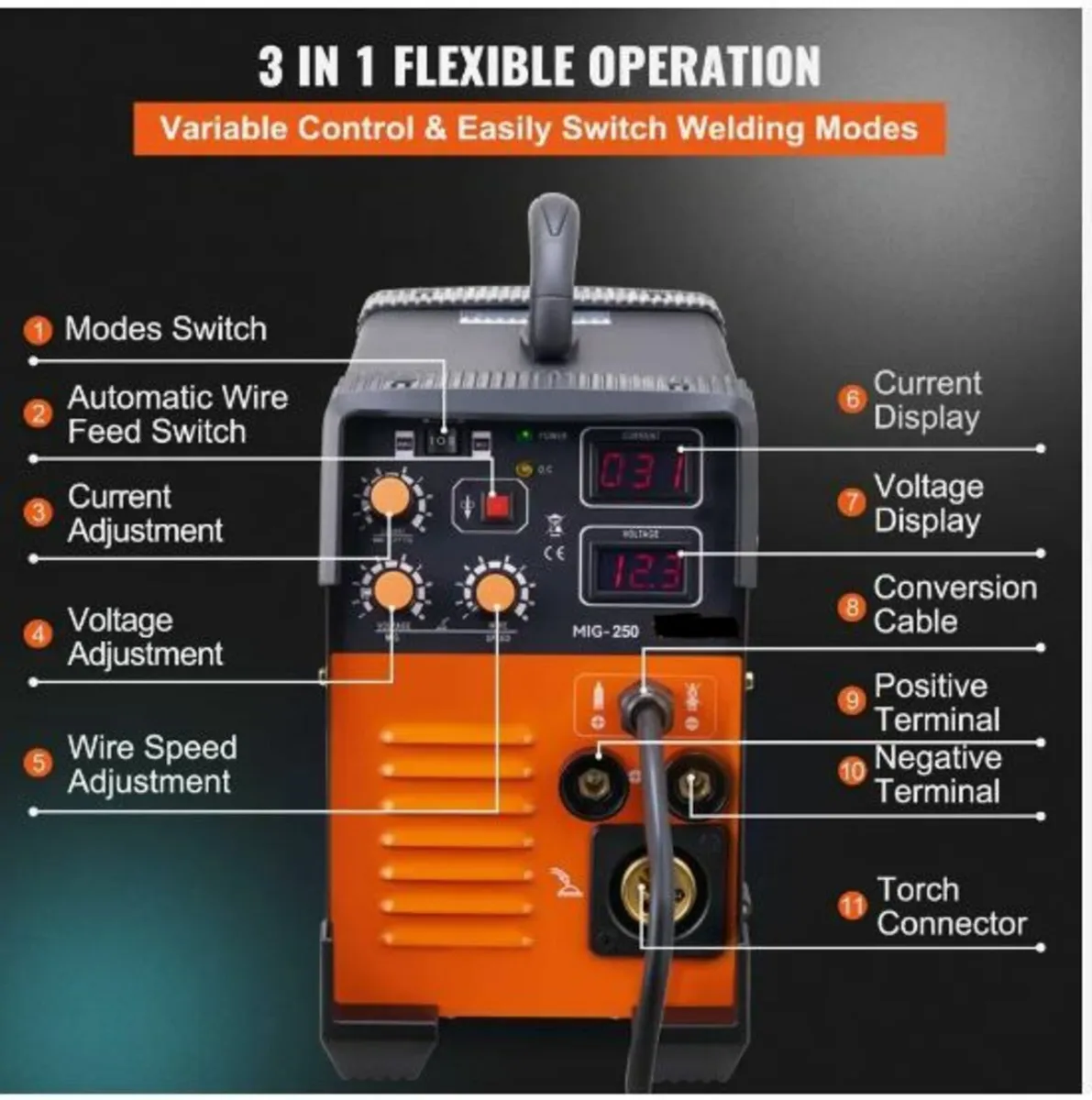 MIG Welder 250 Amp MIG LIFT TIG Arc Welder - Image 3