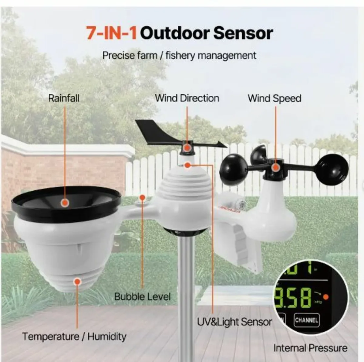 7-in-1 Wi-Fi Weather Station, 7.5 in Color Displa - Image 2