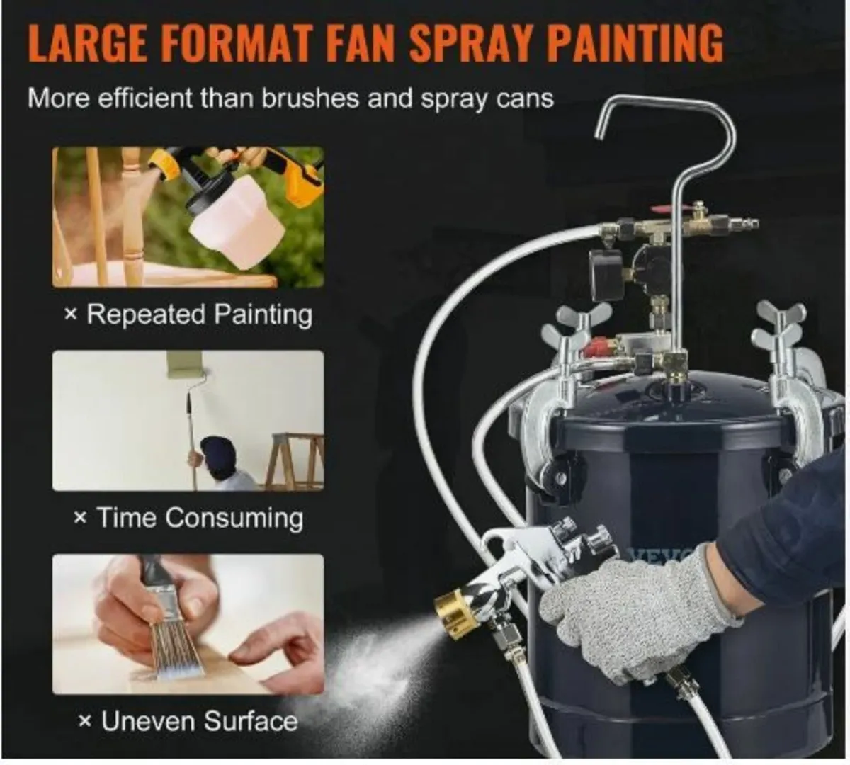 Spray Paint Pressure Pot Tank, 10L/2.5gal - Image 2