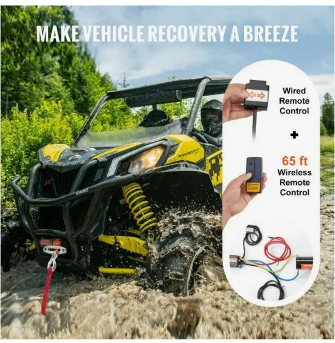 Electric Winch ATV UTV 4500 lb Synthetic Rope - Image 4