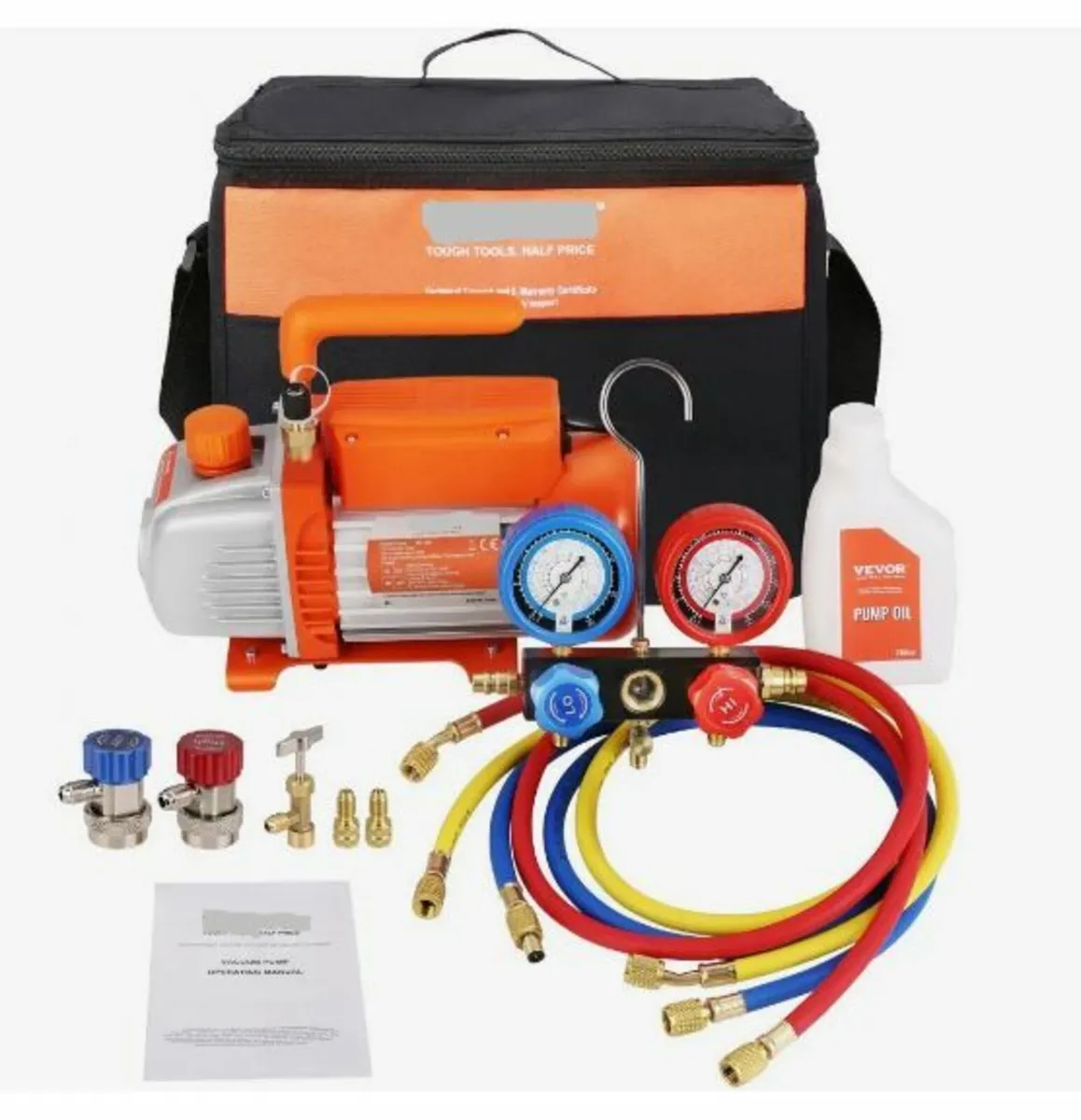 1/4 HP 4 CFM AC Vacuum Pump and Gauge Set - Image 3