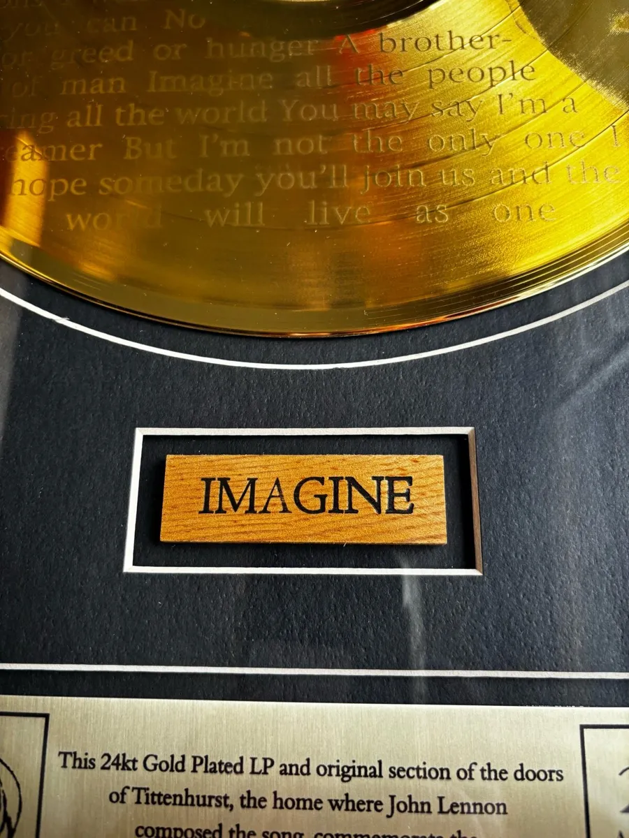 John Lennon Ltd Edition ‘Imagine’ Gold Record RARE - Image 3