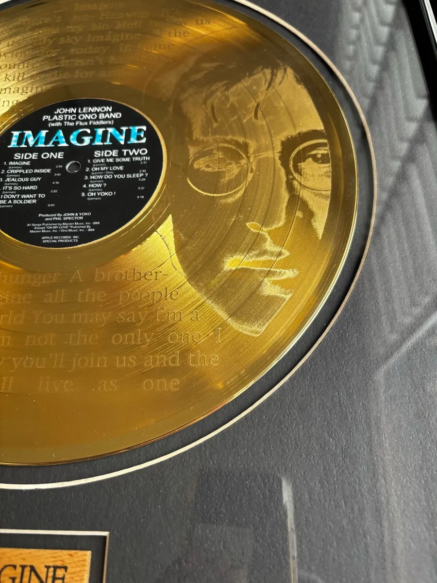 John Lennon Ltd Edition ‘Imagine’ Gold Record RARE - Image 4