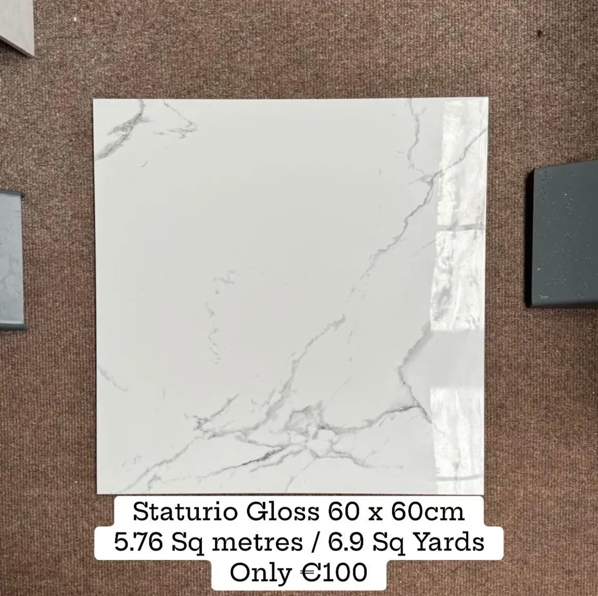Joblot White Gloss Marble Tile 60 x 60cm