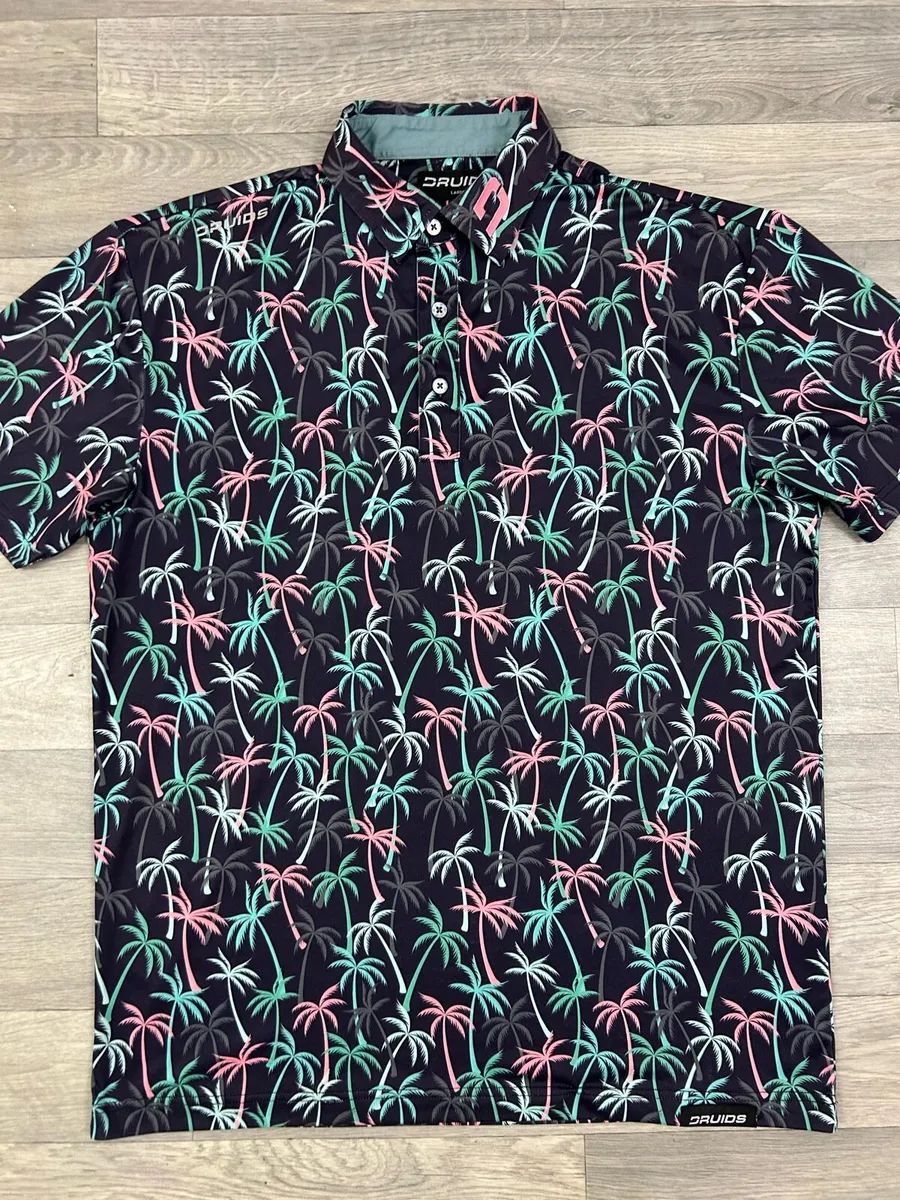 Druids Golf Palm Print Polo Shirt Mens Large - Image 2