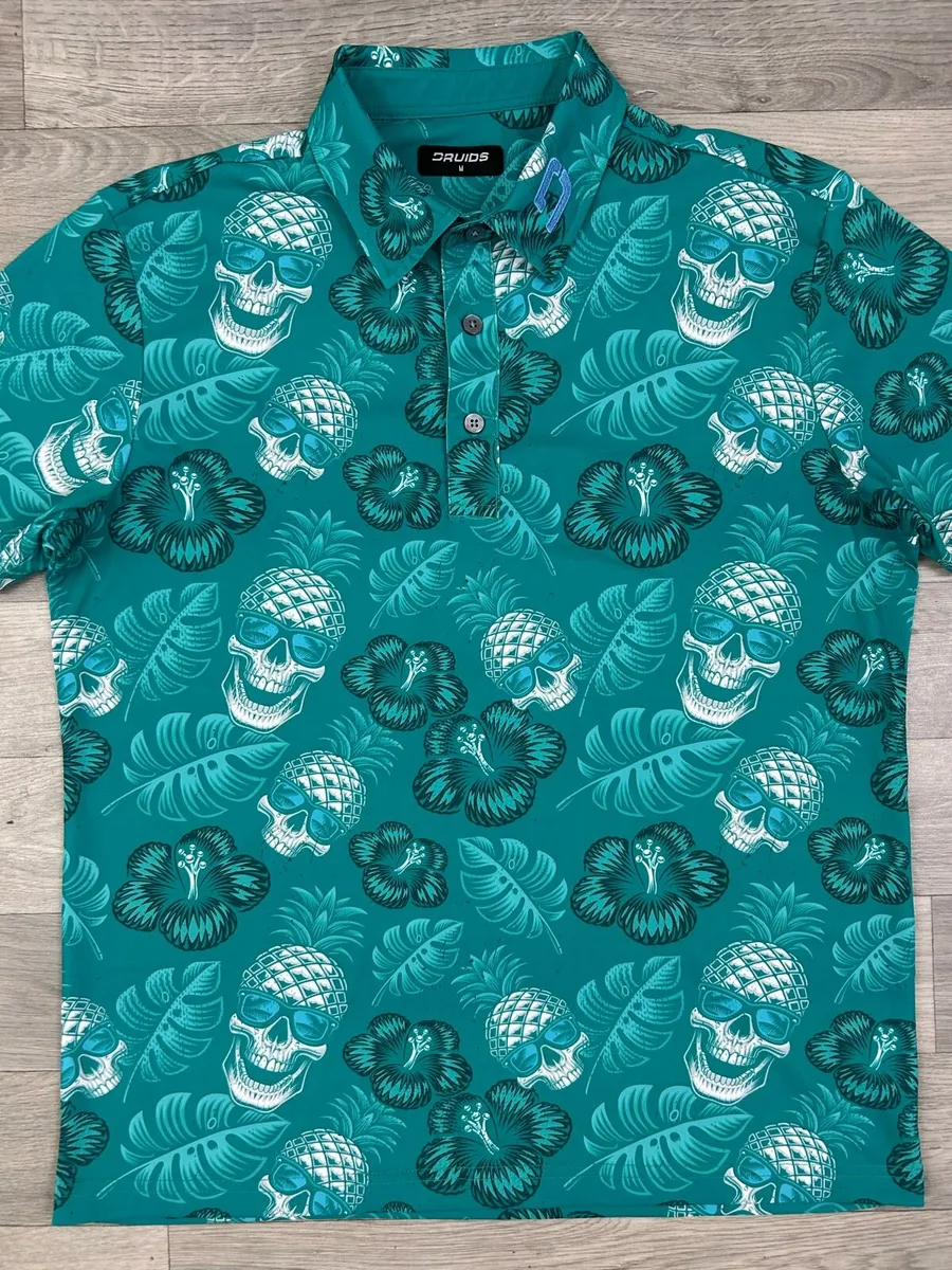Druids Golf Skull Print Polo Shirt Mens Medium - Image 2