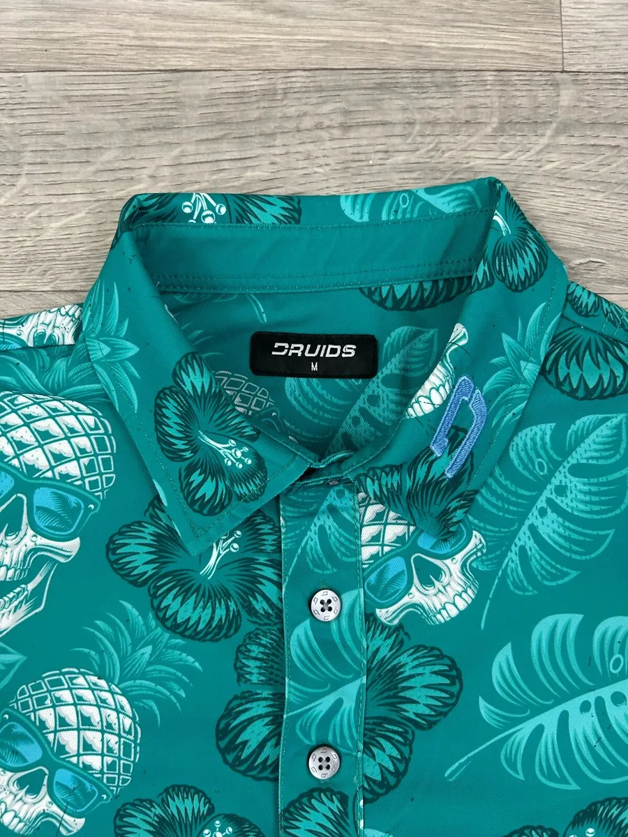 Druids Golf Skull Print Polo Shirt Mens Medium - Image 3