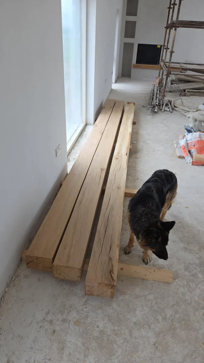 Three 16 foot long 8' x 6' oak beams - Image 1