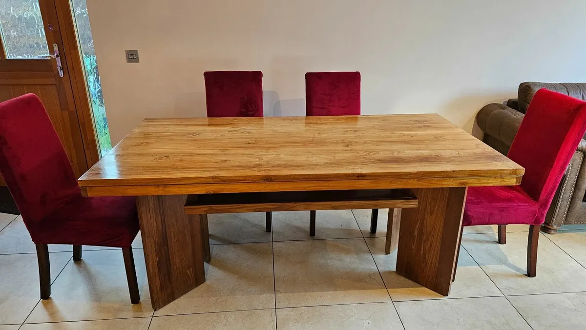 Solid Teak Kitchen Table with 4 Chairs - Image 2
