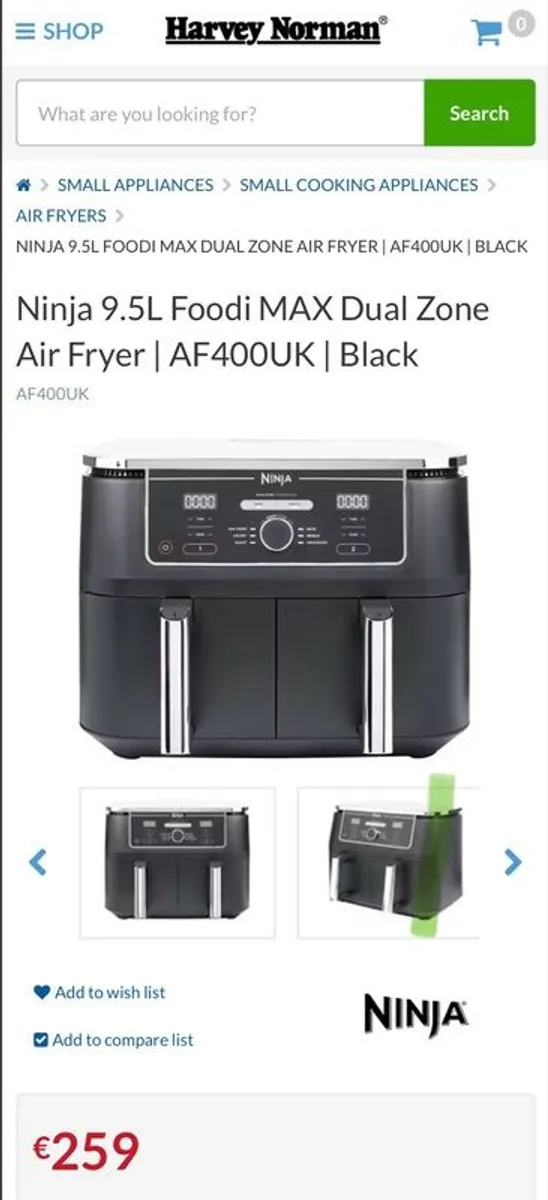 Ninja 9.5L Foodi MAX Dual Zone Air Fryer | Black - Image 1