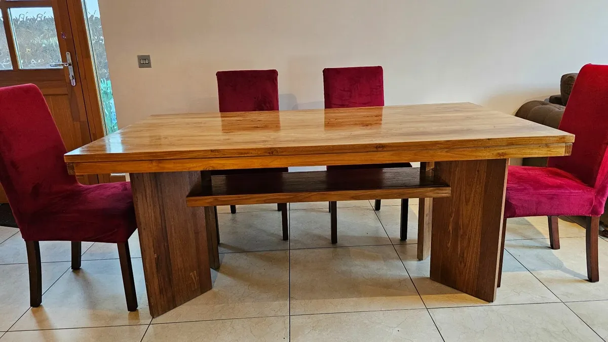 Solid Teak Kitchen Table with 4 Chairs - Image 1