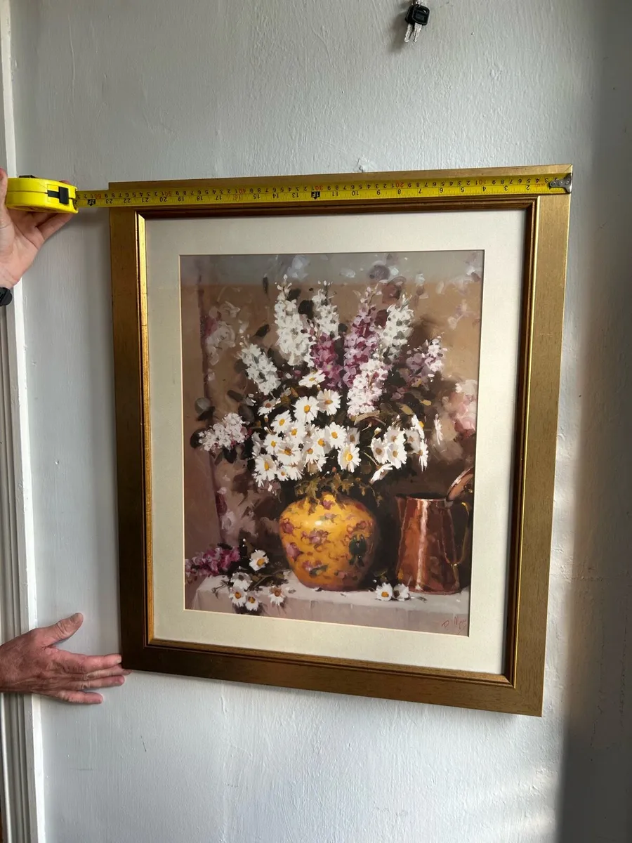Painting of colourful flowers in pot - Image 1