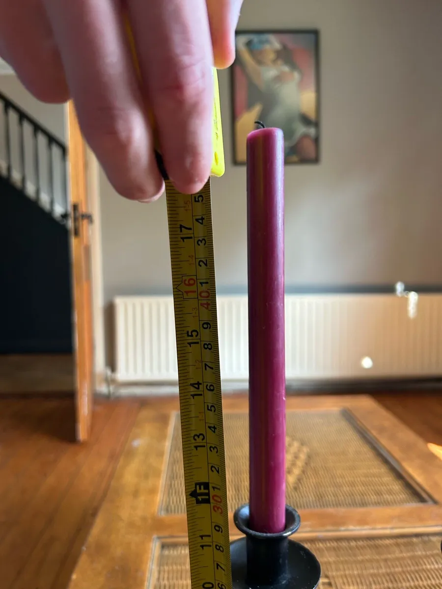 Set of two candle sticks with candles - Image 2