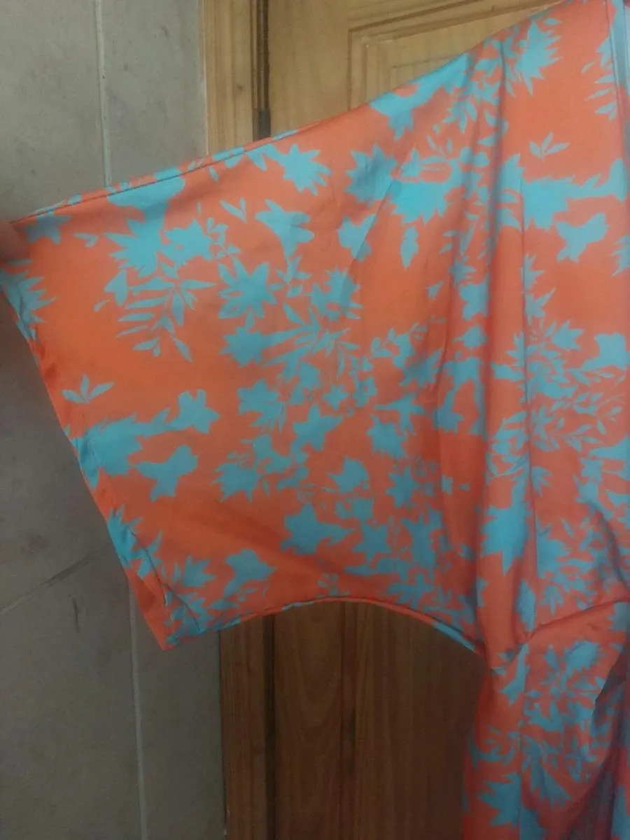 Orange and turquoise floral wrap dress (free post) - Image 3