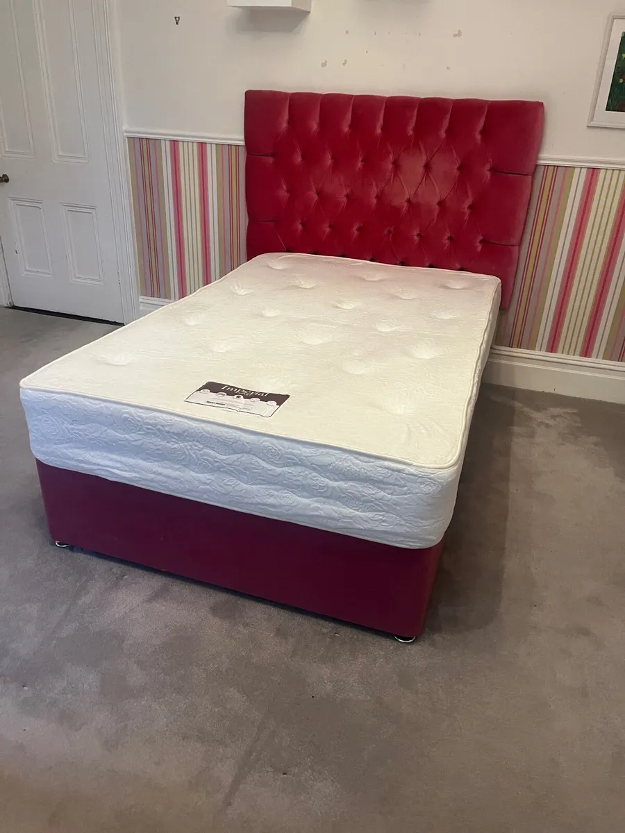 Divan double bed, mattress and headboard - Image 3