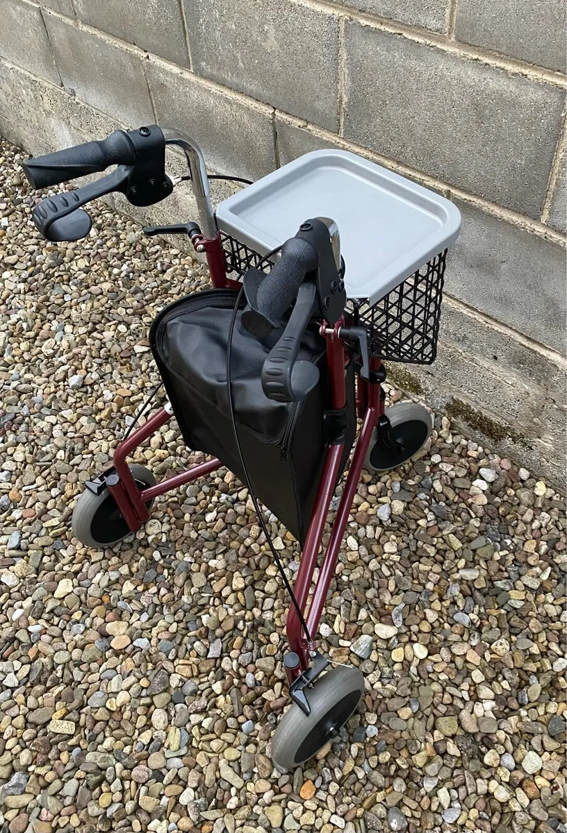 NEW Lightweight Tri Wheel Rollator, Basket & Bag - Image 1
