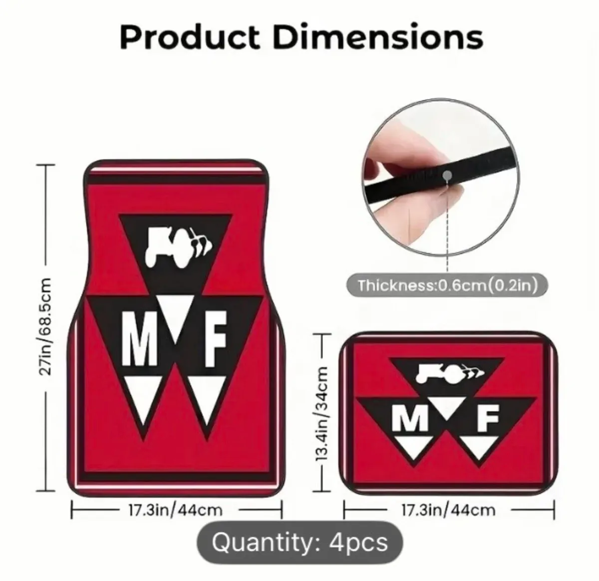 Mf tractor themed car mats - Image 3