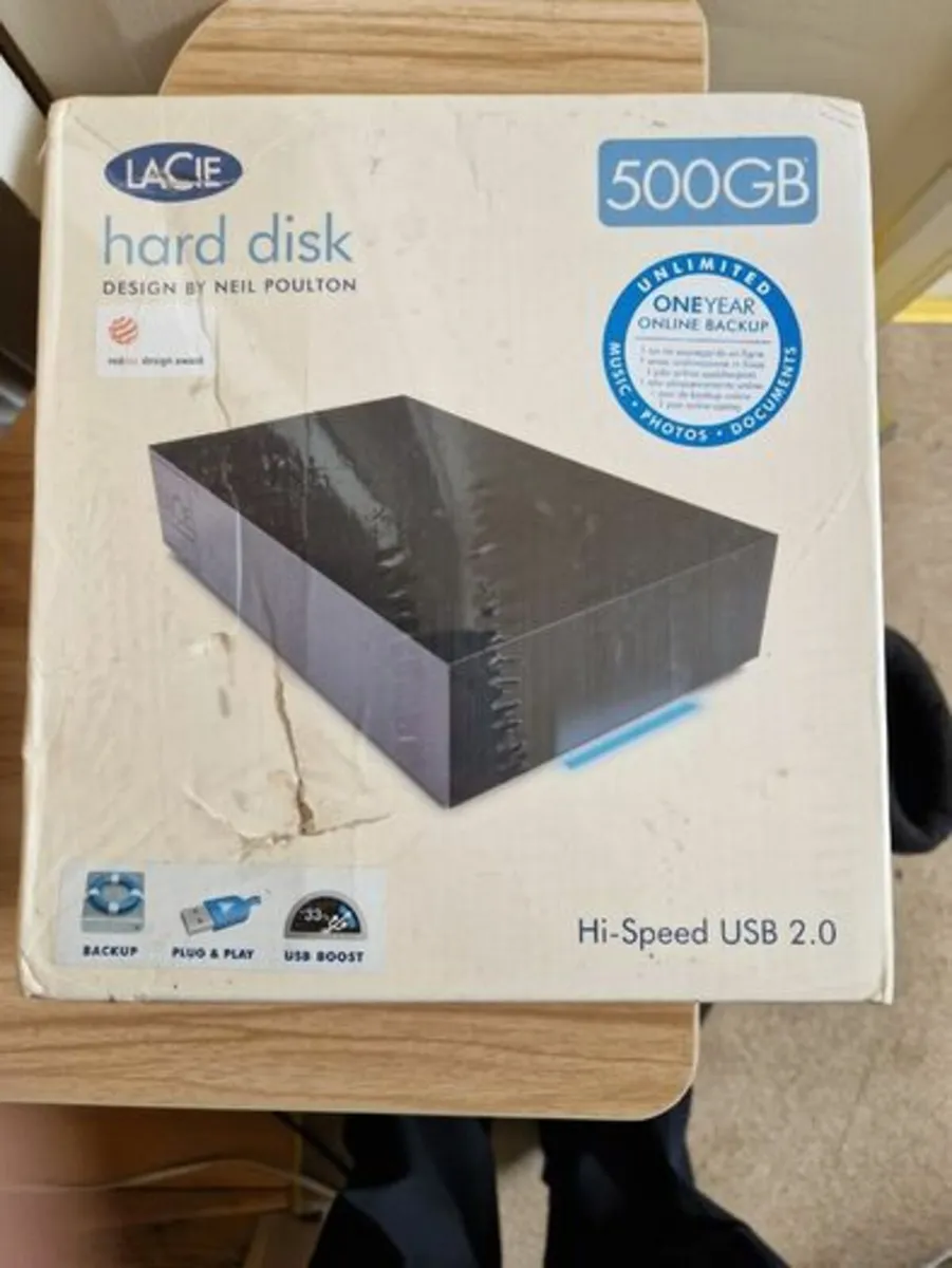 NEW SEALED LACIE 500GB Hi-Speed USB 2.0 Hard Drive - Image 1