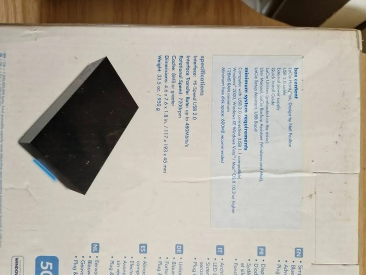 NEW SEALED LACIE 500GB Hi-Speed USB 2.0 Hard Drive - Image 3