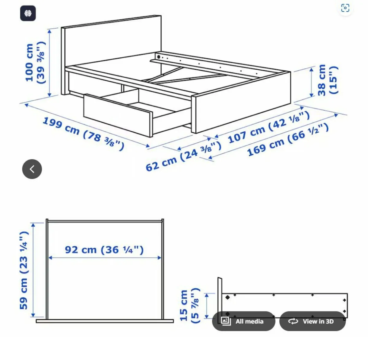 IKEA BED with Mattress - Image 2