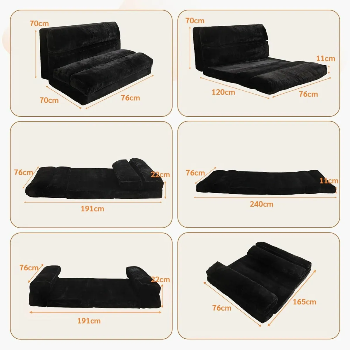 Folding Bed Mattress Thick Floor Couch 75x240cm - Image 2