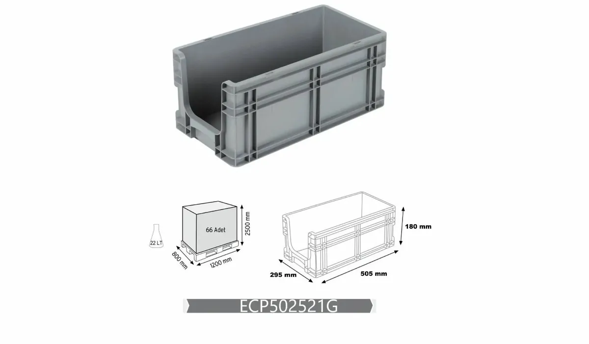 Storage Container Euro Tote Stackable Open Front - Image 1