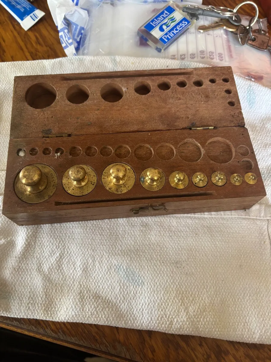Solid Brass Antique pharmacist weight set - Image 1