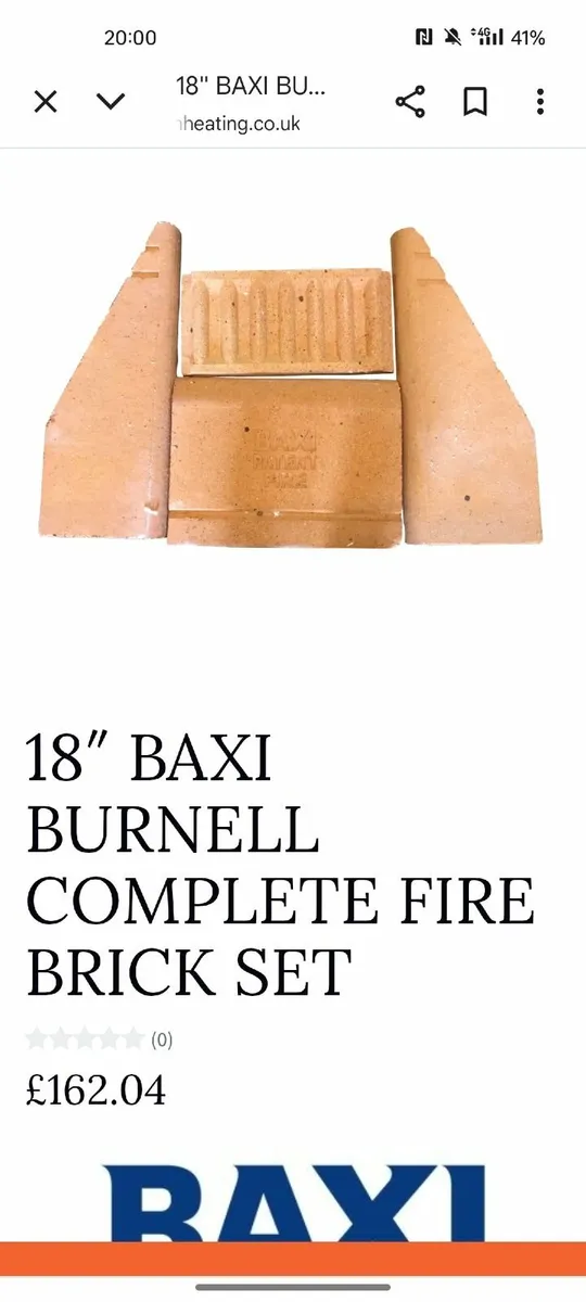 Baxi Burnall 18" Loa Fire System and Brick Set - Image 2