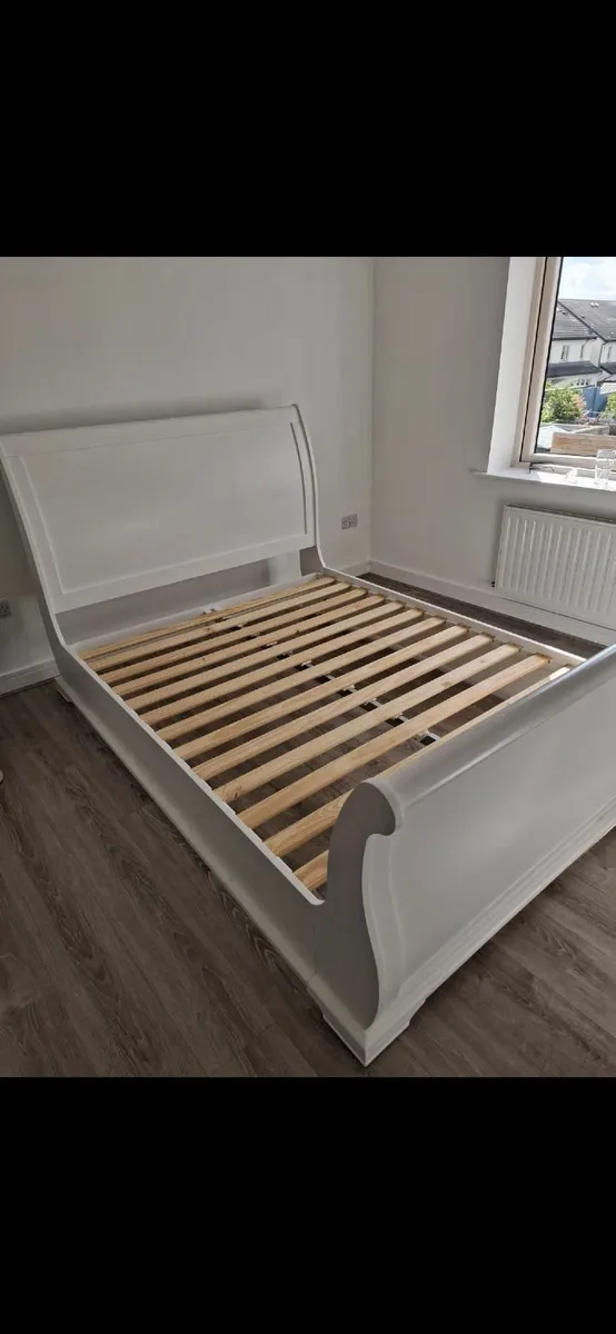 White  King Size Sleigh Bed Frame - Image 1