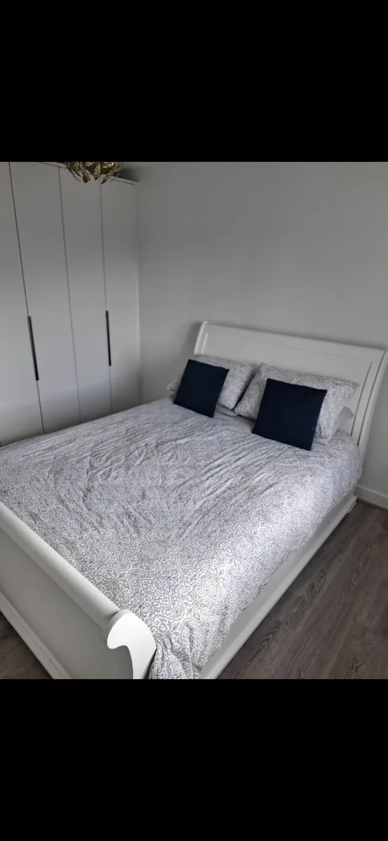 White  King Size Sleigh Bed Frame - Image 2