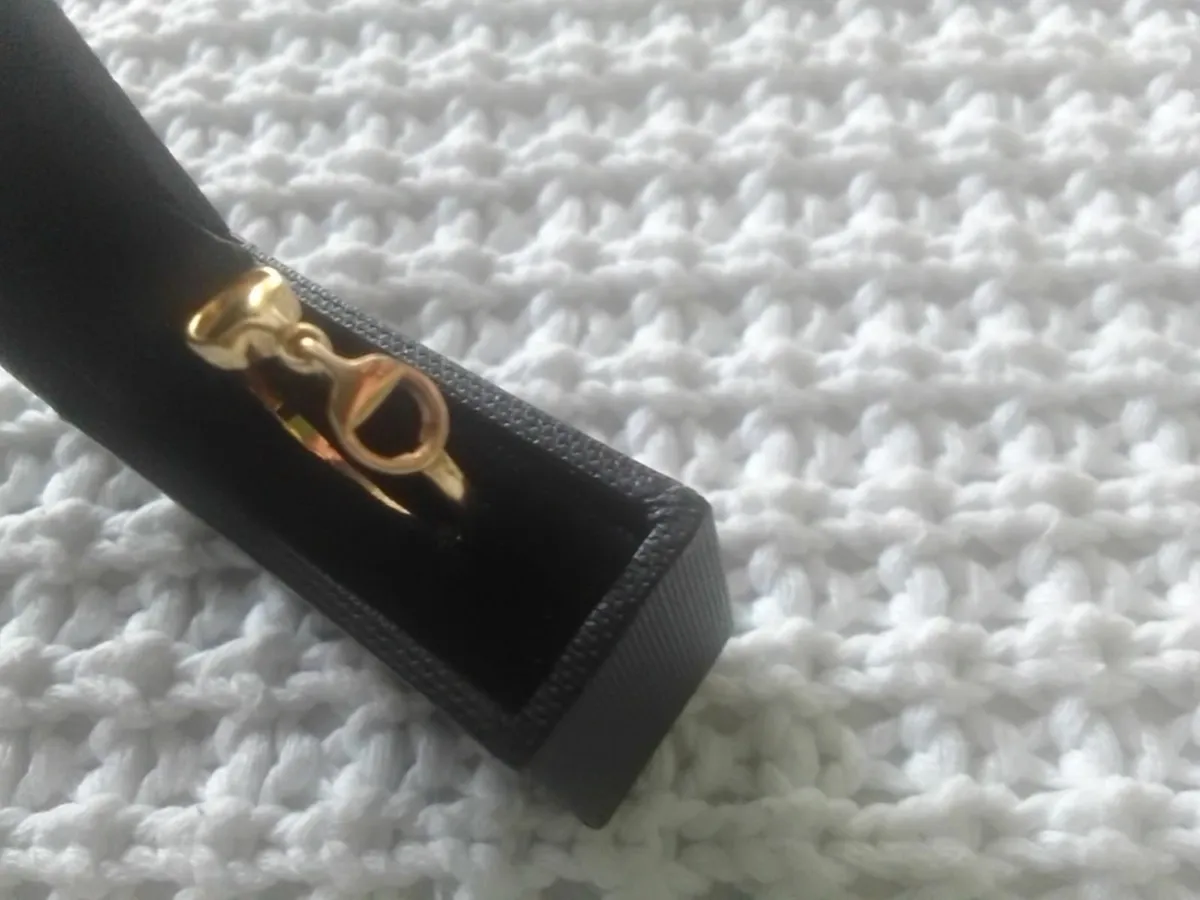 STERLING SILVER/GOLD SNAFFLE RING SIZE Q NEW - Image 3