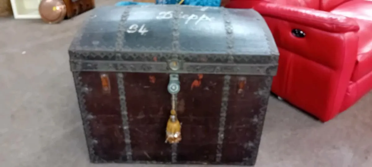 Antique French Dome Top Trunk - Image 2