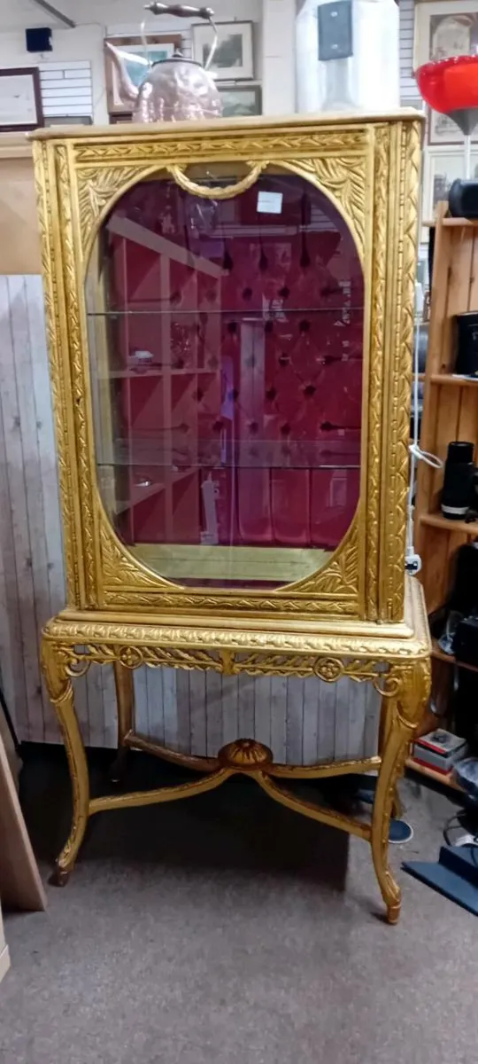 Gilt Baroque Style Glass Display Case - Image 1