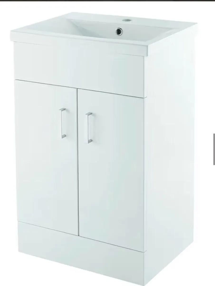 50cm Floor-Standing Vanity Unit Gloss White - Image 1