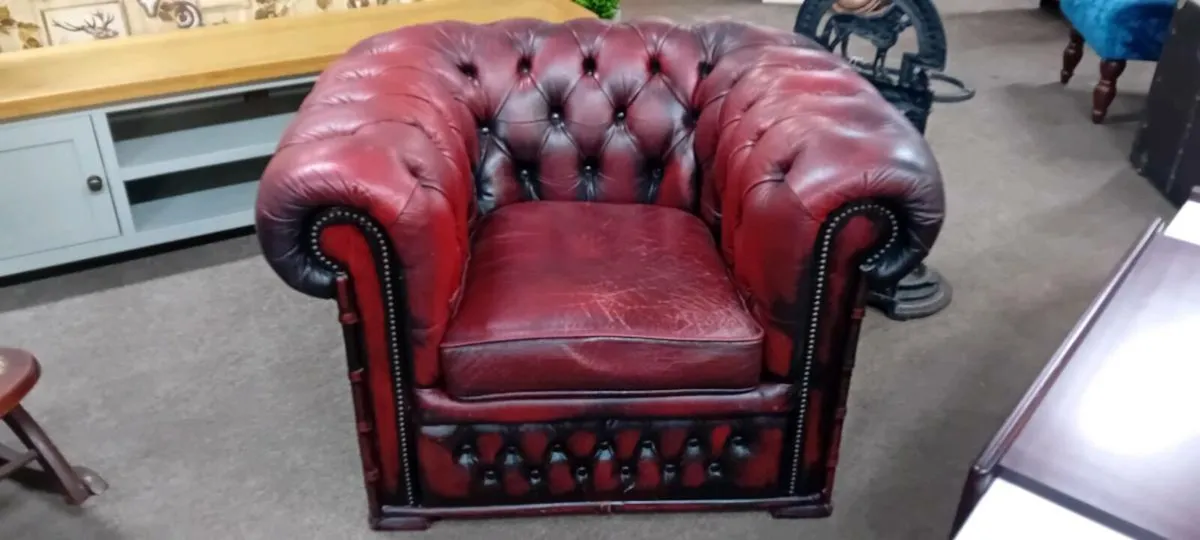 Vintage Real Leather Chesterfield Club Armchair