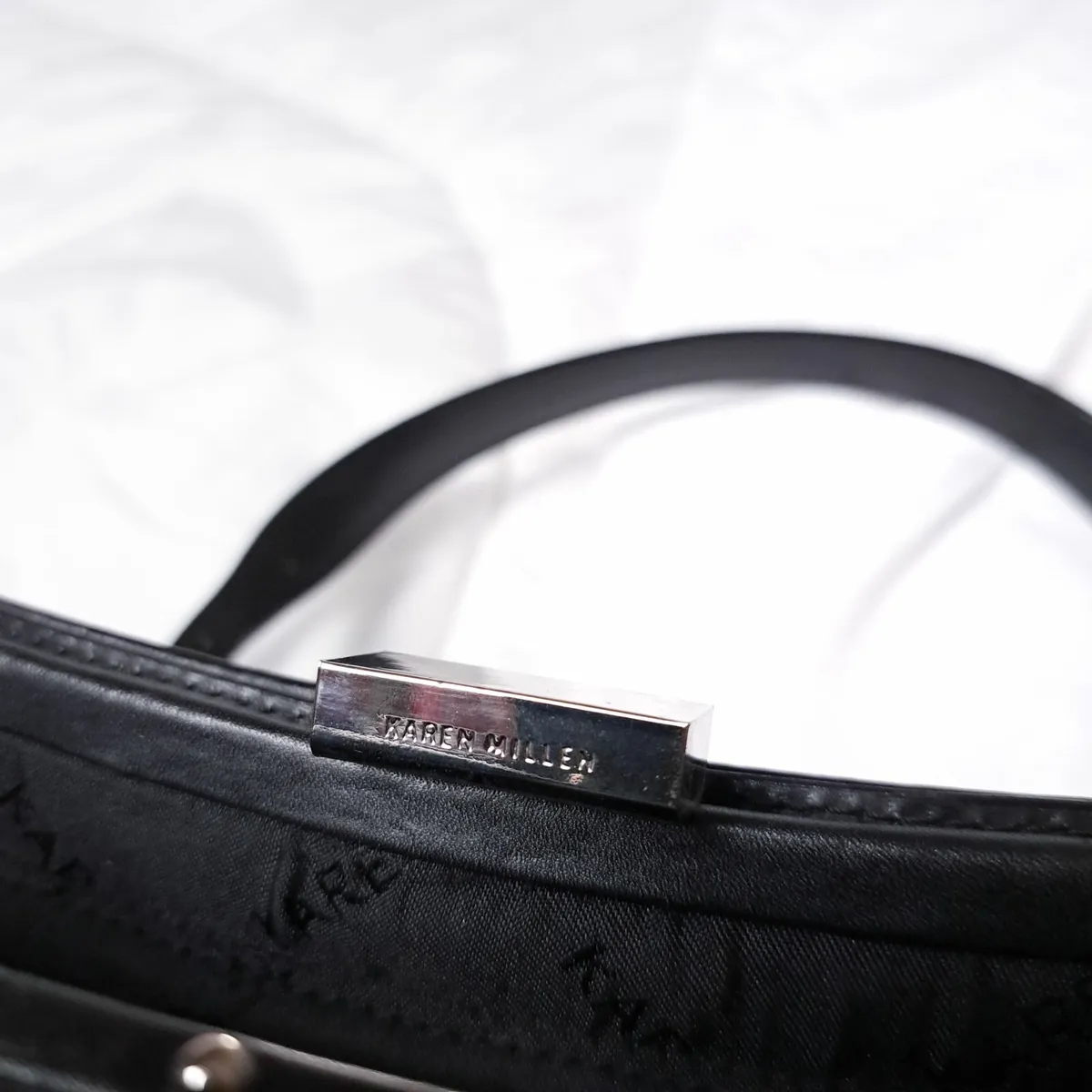 Karen Millen Black Silk Embroidered Floral Handbag - Image 2