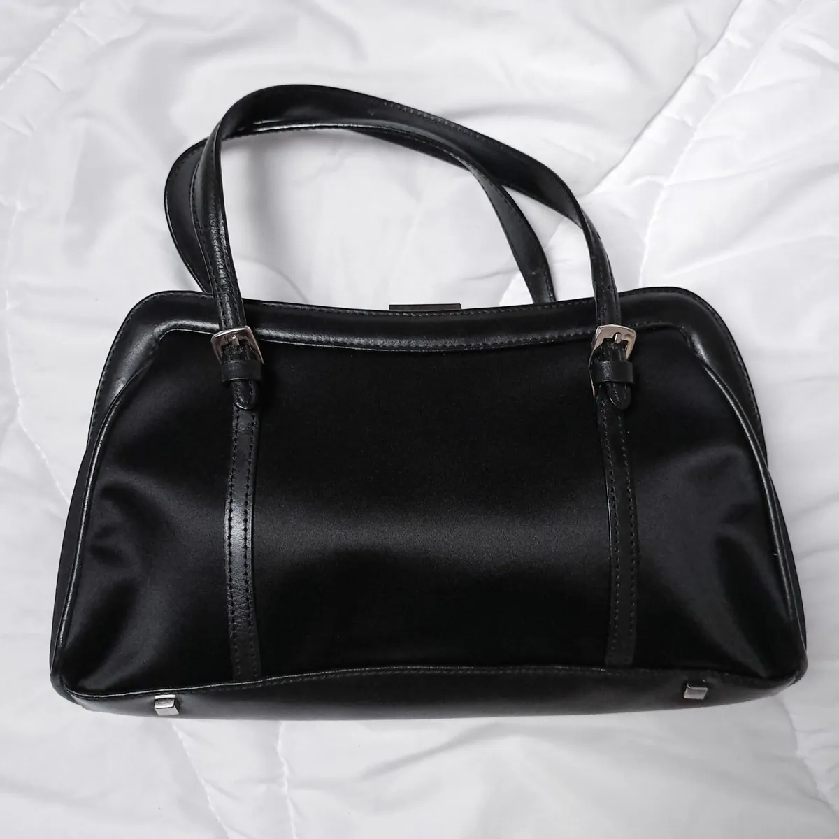 Karen Millen Black Silk Embroidered Floral Handbag - Image 4