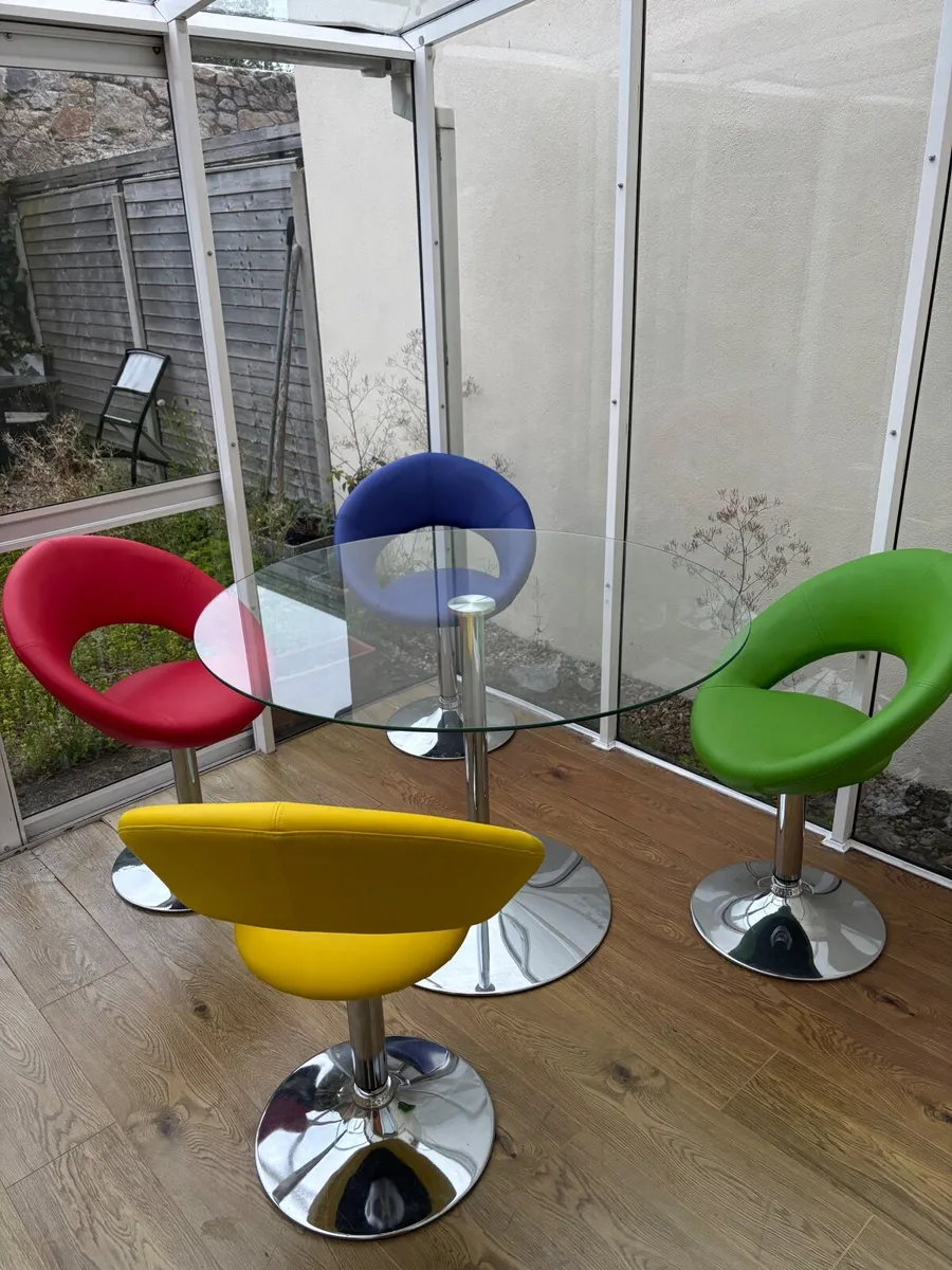 Glass dining table and four matching chairs. - Image 3