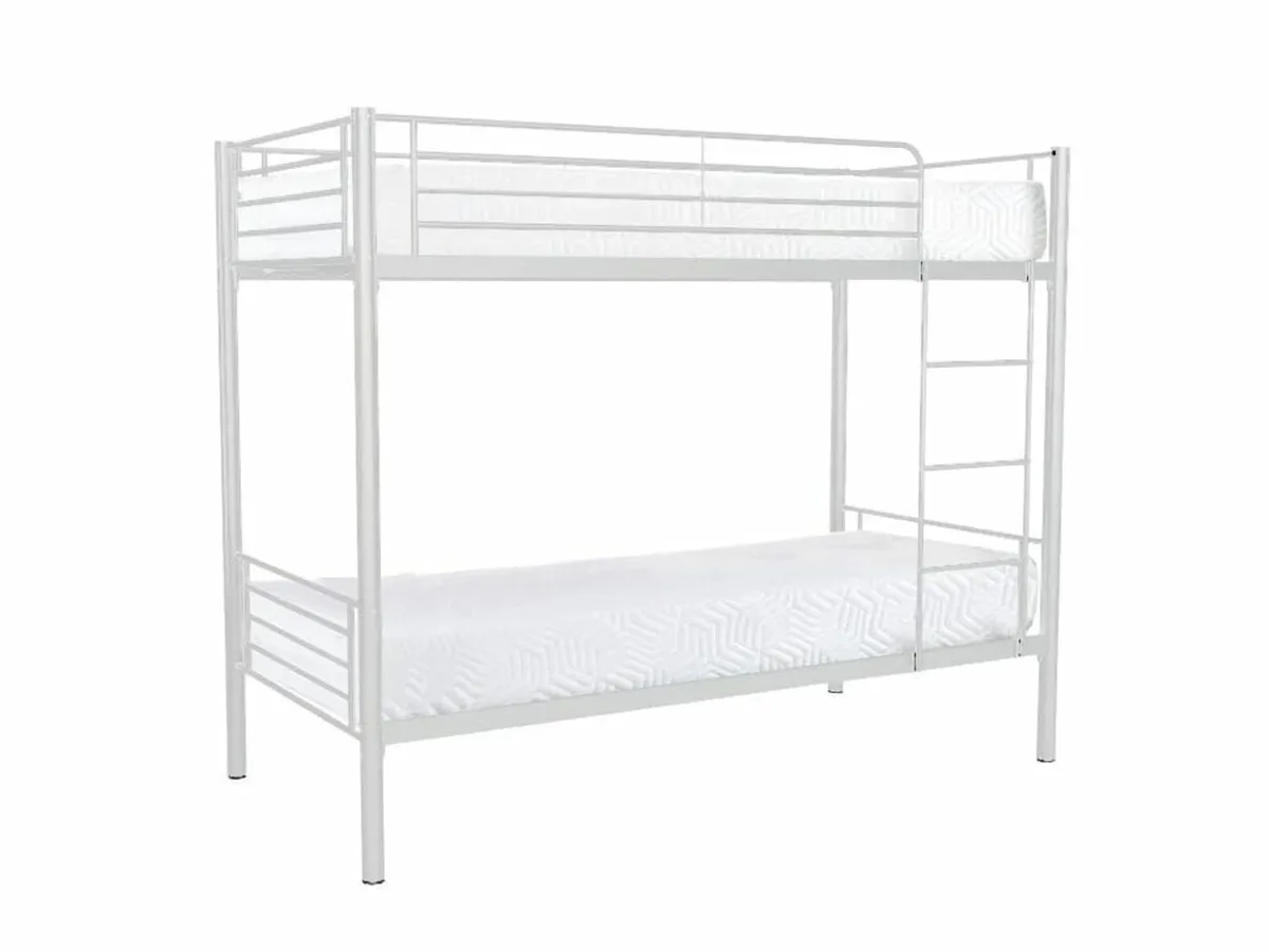 Metal White Single Bunk Bed - Image 2