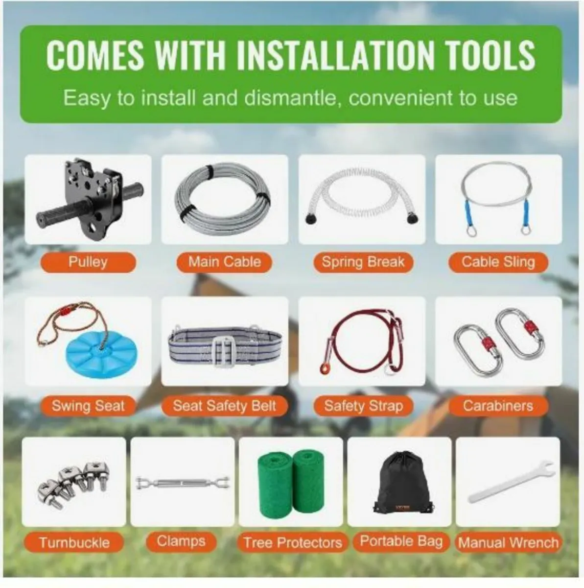 Zipline Kit for Kids and Adult, 80 ft Zip - Image 4