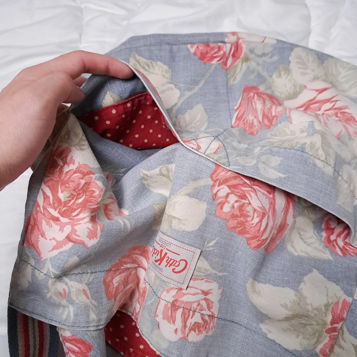 Cath Kidston Blue Pink Floral Fabric Crossbody Bag - Image 4