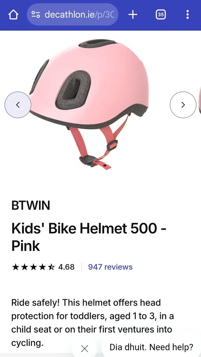 Decathlon BTWIN Kid’s pink scooter/cycling he - Image 1