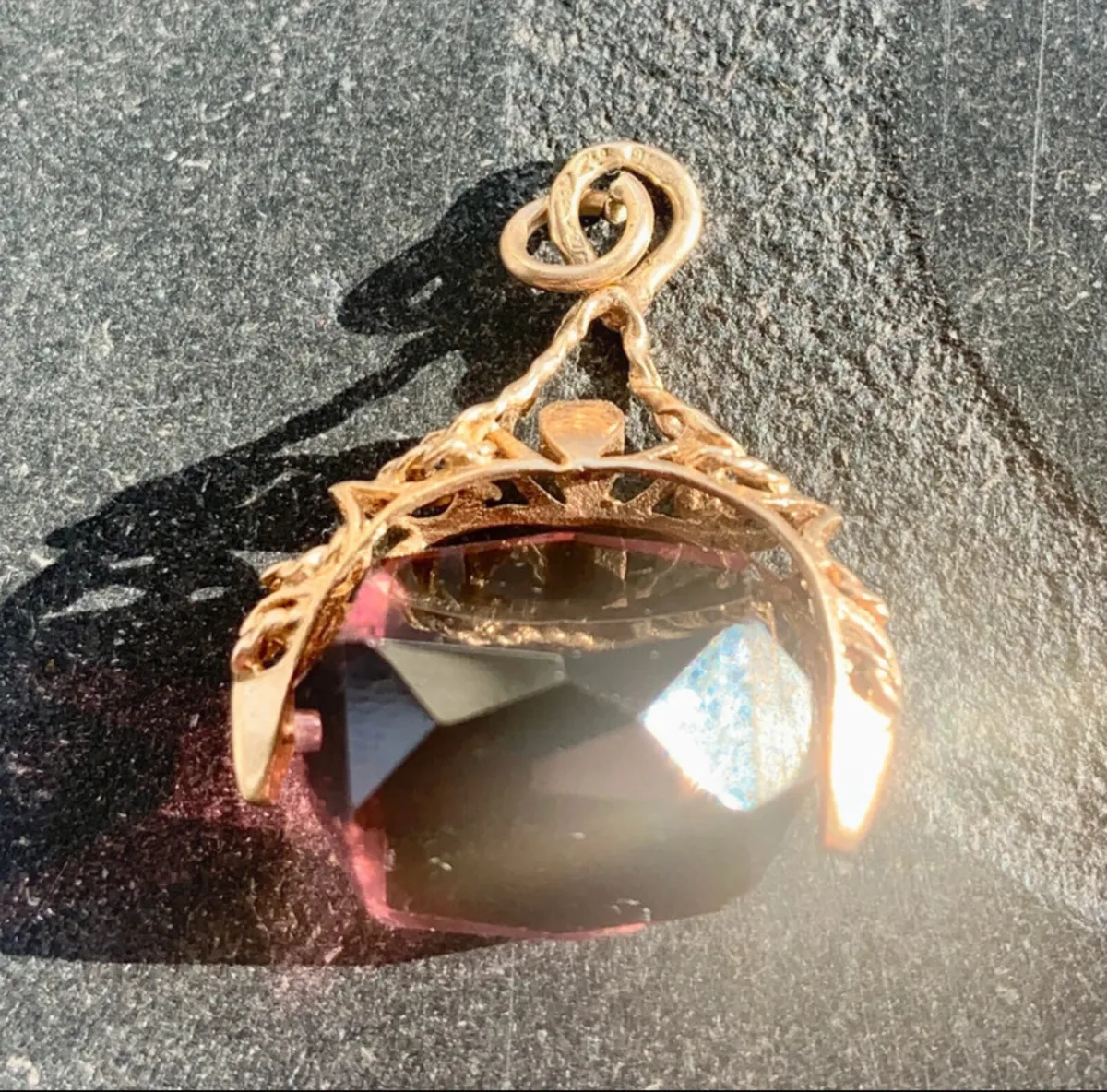 Vintage 9ct Gold amethyst fob - Image 3