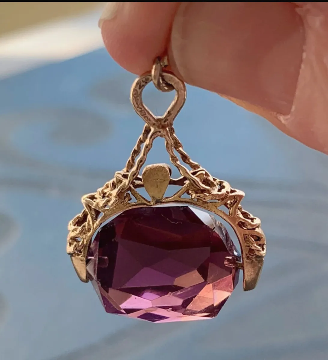 Vintage 9ct Gold amethyst fob - Image 4