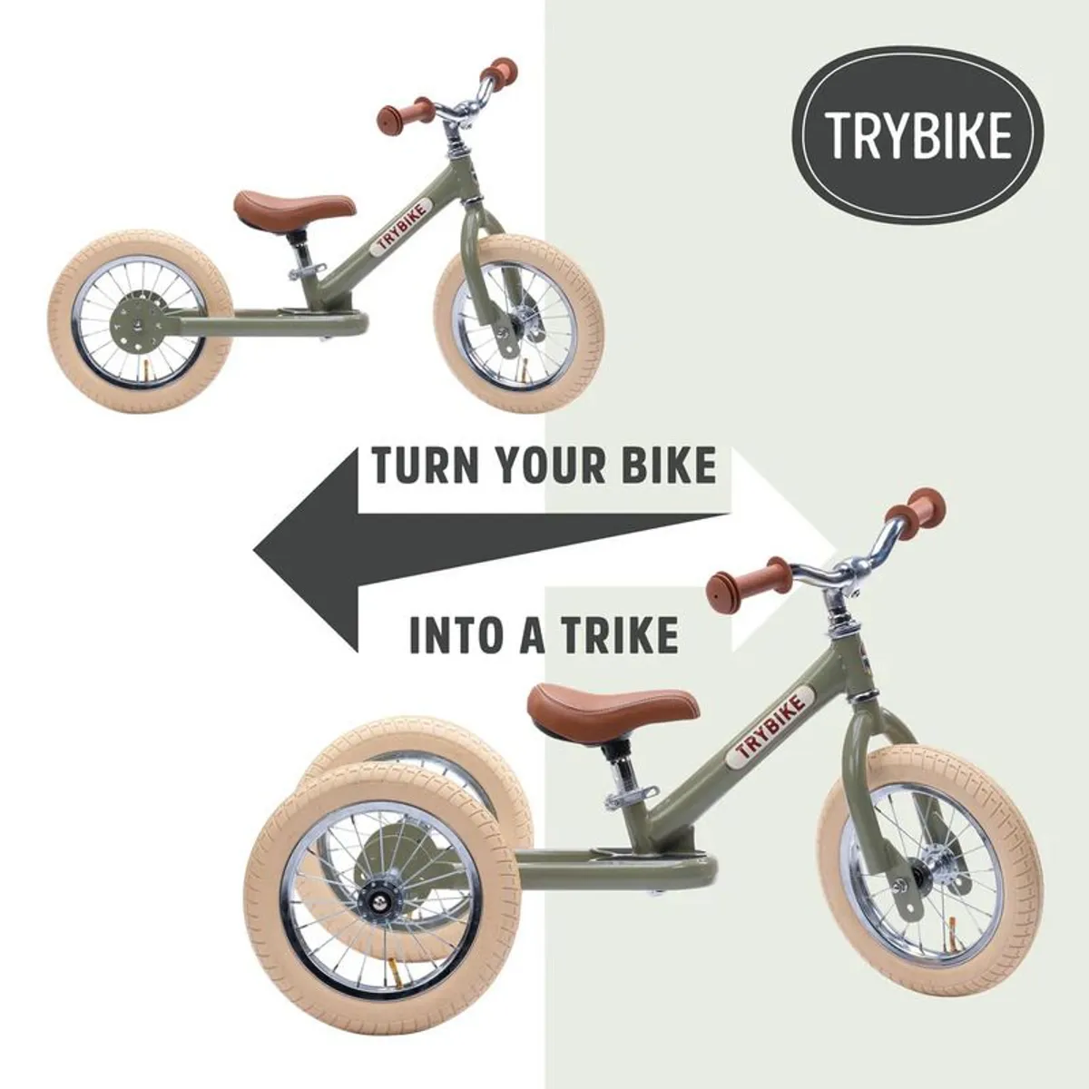 Trybike 2-in-1 Steel Balance Trike, Green - Image 2
