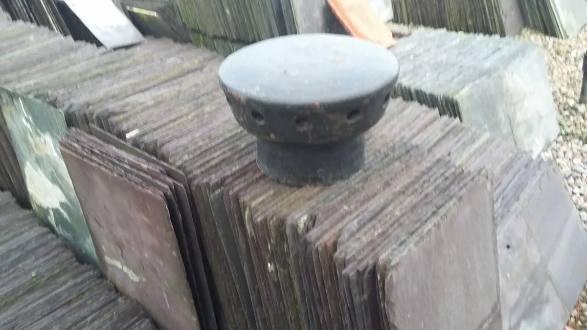 Bangor slates chimney pots floor ridge roof tiles - Image 1